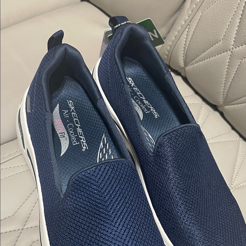 Skechers Navy Go Walk Arch Fit Slip-Ons - Picture 4 of 8